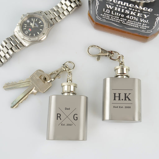 Personalised Engraved Father's Day Silver Mini Hip Flask Keyring- Star Wars