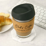 Personalised Engraved Father's Day Glass Cork Band Coffee Keep Cup Present