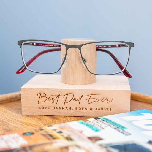 Personalised Engraved Father's Day Tasmanian Oak Reading Glasses Stand