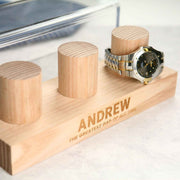 Customised Engraved Wooden 3 piece Watch Stand with Acrylic Cover Father's Day Present