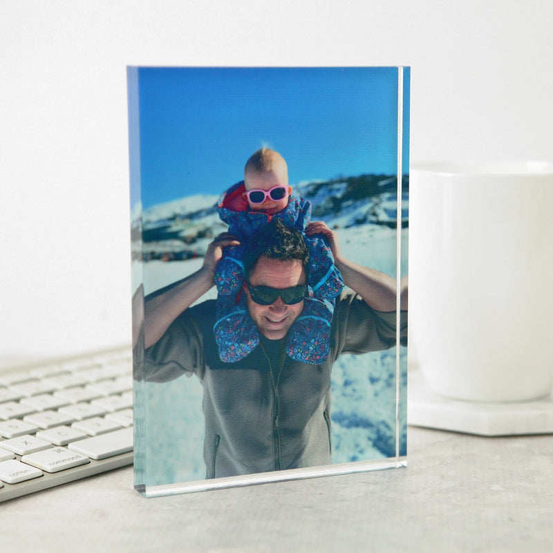 Personalised Colour Printed Father's Day Photo Acrylic Plaque and Message Present
