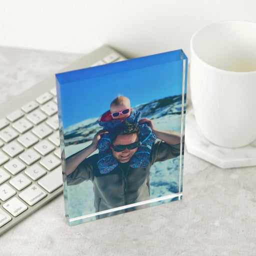 Customised Colour Printed Father's Day Photo Acrylic Plaque and Message Present