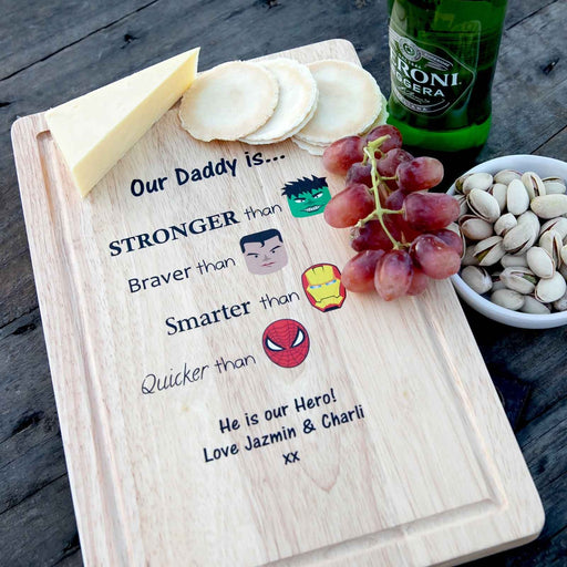Personalised Printed Super Hero Wooden BBQ Serving Board Present