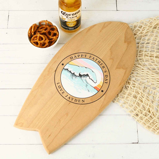 Personalised Colour Printed Father's Day Novelty Wooden Surfboard Present