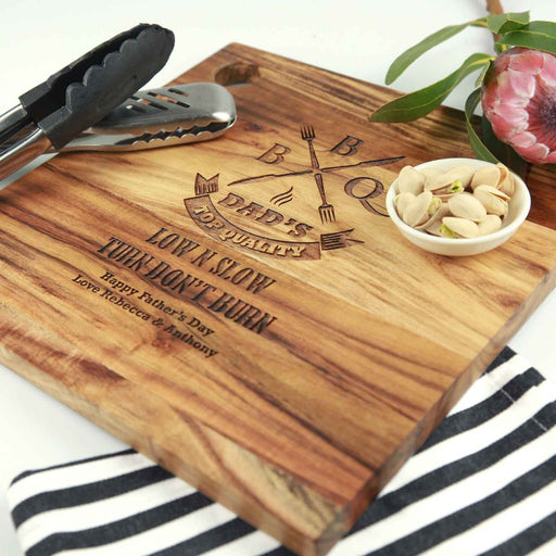 Customised Engraved Deluxe Father's Day Square Chopping Board BBQ Present