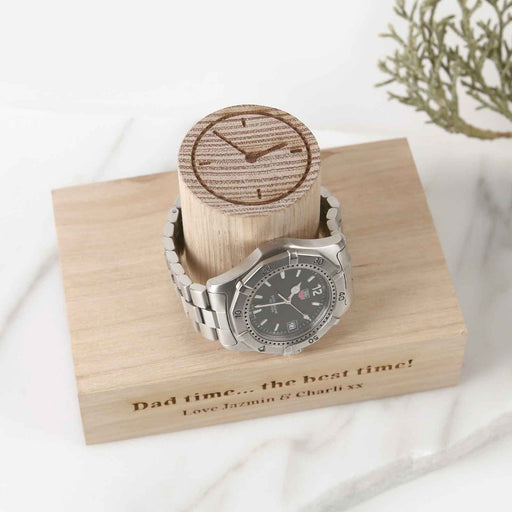 Customised Engraved Father's Day Tasmanian Oak Single Column Smart Watch Stand Present