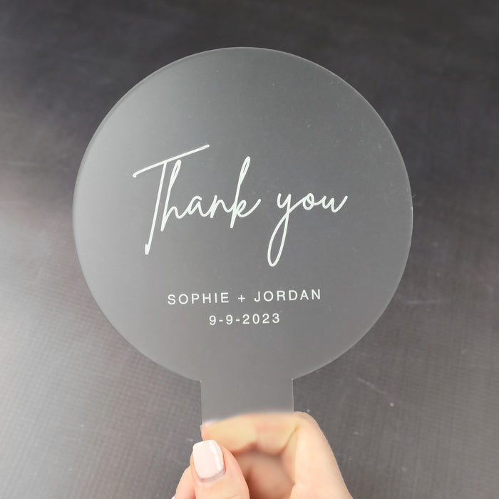 Laser Cut and Engraved Frosted Acrylic Wedding Fan