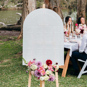 Custom Artwork White Printed Frosted Arch Wedding Seating Planning Sign