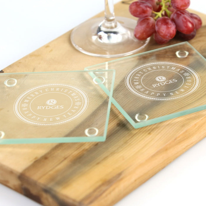 Customised Engraved Corporate Christmas Glass Coasters Employee Gift
