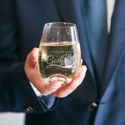 Custom Designed Engraved Godfather Stemless Wine Glass Christening Gift