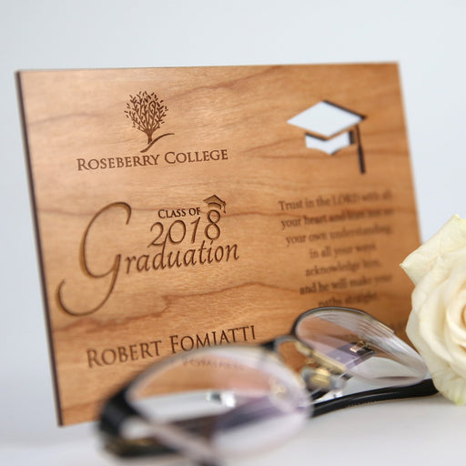 Customised Engraved Graduation School Wooden Postcard