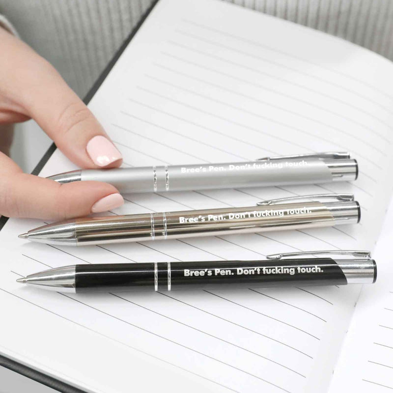 Engraved silver, gold, black pen inappropriate gift