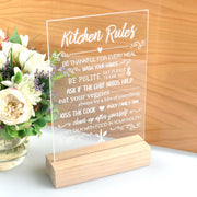 personalised Engraved Mother's Day Kitchen Rule Acrylic Sign Present