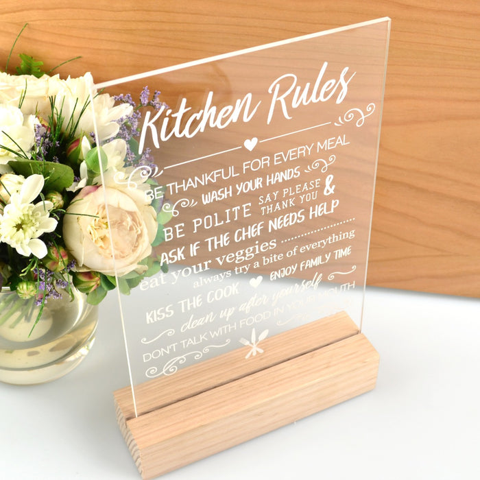 Engraved Acrylic Mother's Day Sign with Wooden Base