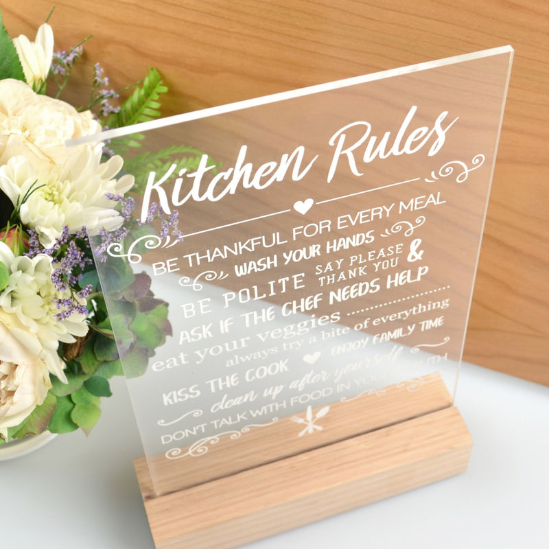 Engraved Acrylic Mother's Day Sign with Wooden Base