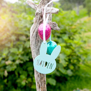 Personalised Laser Cut Name Easter Green Bunny Gift Tag