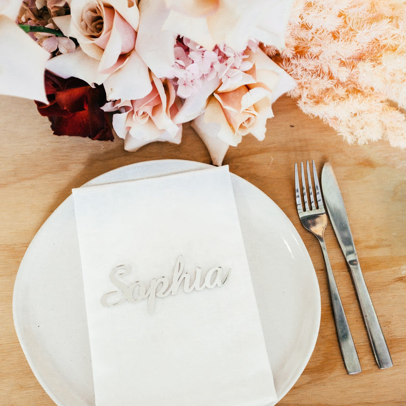 Laser Cut Mirror Acrylic Name Placecards