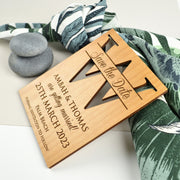 Custom Designed laser cut engraved wooden save the date
