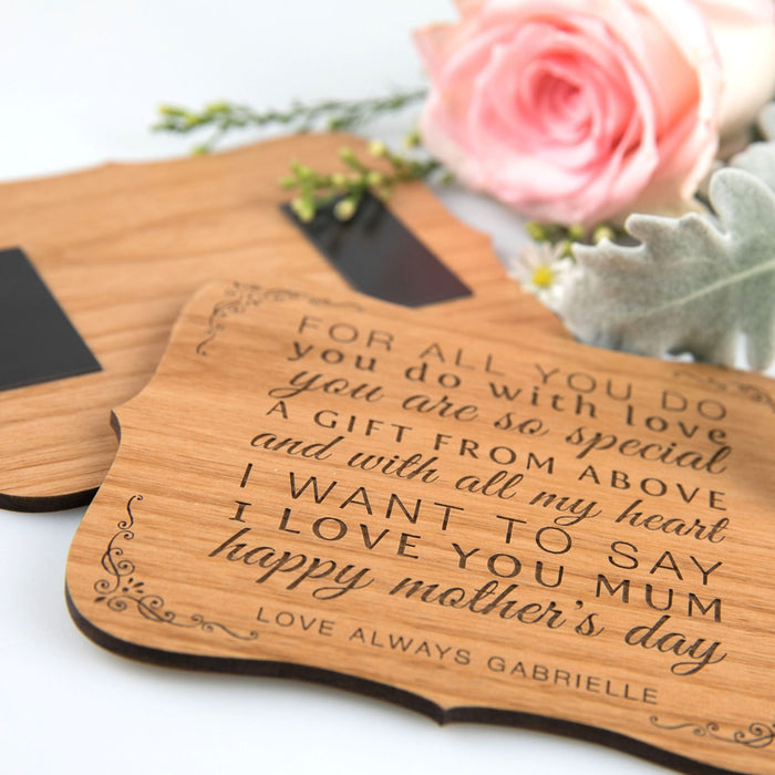 Customised Engraved Magnetic Wooden Mother's Day Plaque Gift