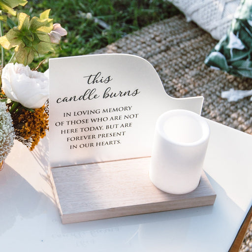Customised Black Printed Wedding Memorial Candle on wooden stand for Receptions & Ceremony