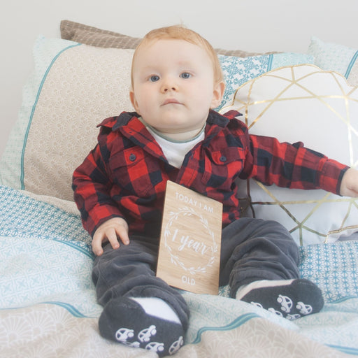 Baby with 1 year old Customised Printed Bamboo Milestone Cards
