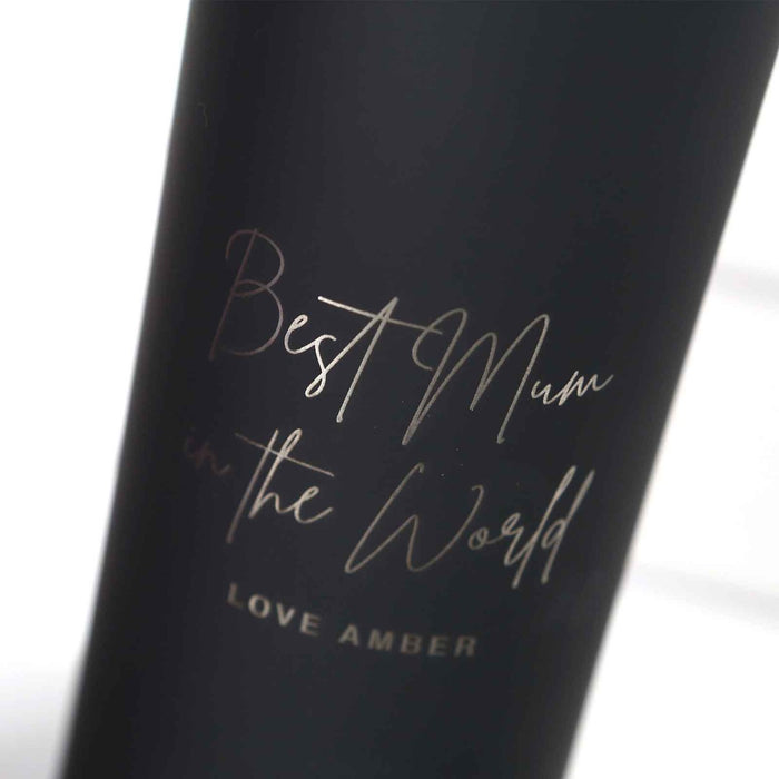 Custom Artwork Mother's Day Engraved Insulated Black Stainless Steel Thermo Sports Drink Bottle Gift