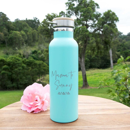 Customised Engraved insulated water Bottle Aqua Mother's Day Present