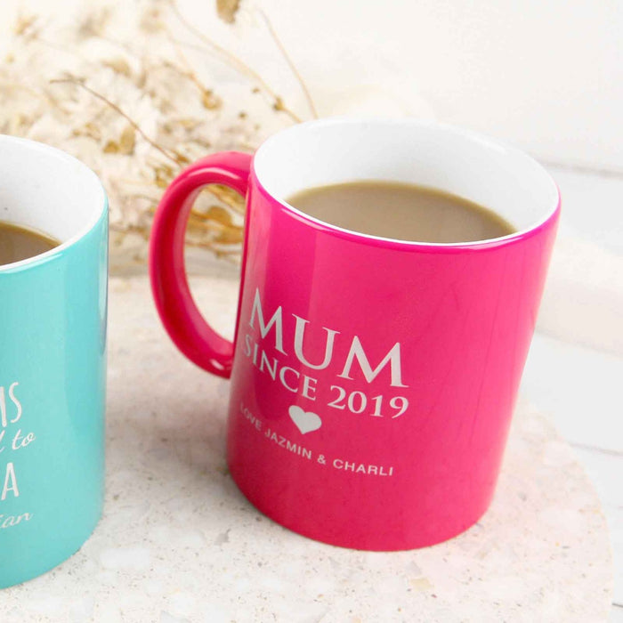 Custom Engraved Name Mother's Day Pink Coffee Tea Mug