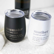 Engraved Custom Mother's Day Message Black and White Wine Sipper Present