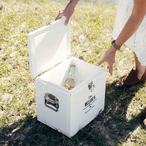 Customised Initials Printed White Vintage Esky Cooler Box 15 Litres Mother's Day Present