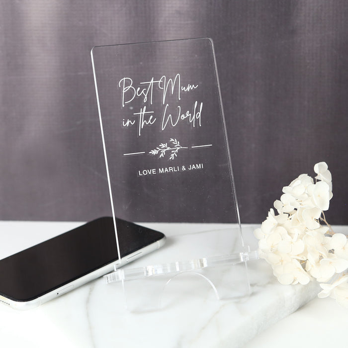 Personalised Engraved Mother's Day Engraved Acrylic iPhone Holder Present