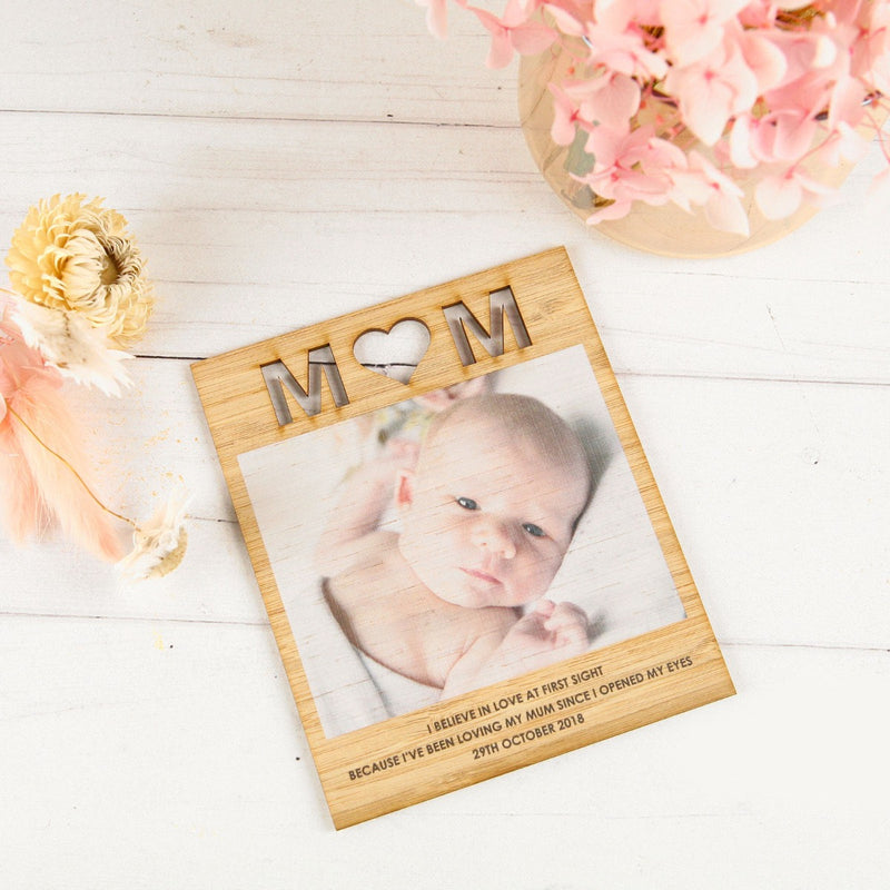 Custom Designed Colour Printed Wooden Mother's Day square Bamboo Card with Magnet
