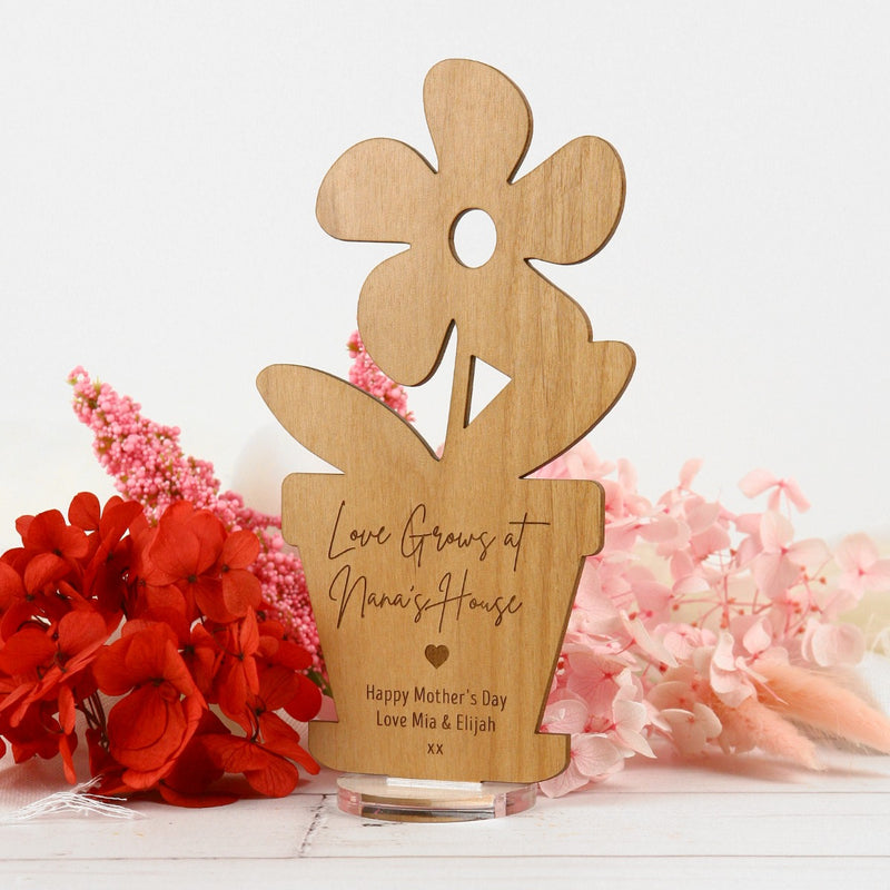 potted plants mothers day Mother's Day Engraved Wooden Pot Plant Plaque with Stand
