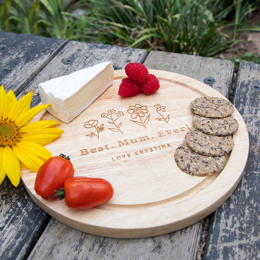 Customised Engraved Wooden Round Mother's Day Cheese Board