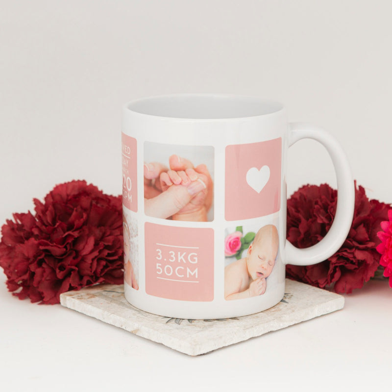 Custom Designed Baby Birth Announcement Weight Height Date of Birth Photo Printed Coffee Mug 325ml