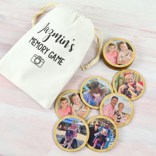 Personalised Printed Wooden Photo Memory Game with Calico Bay