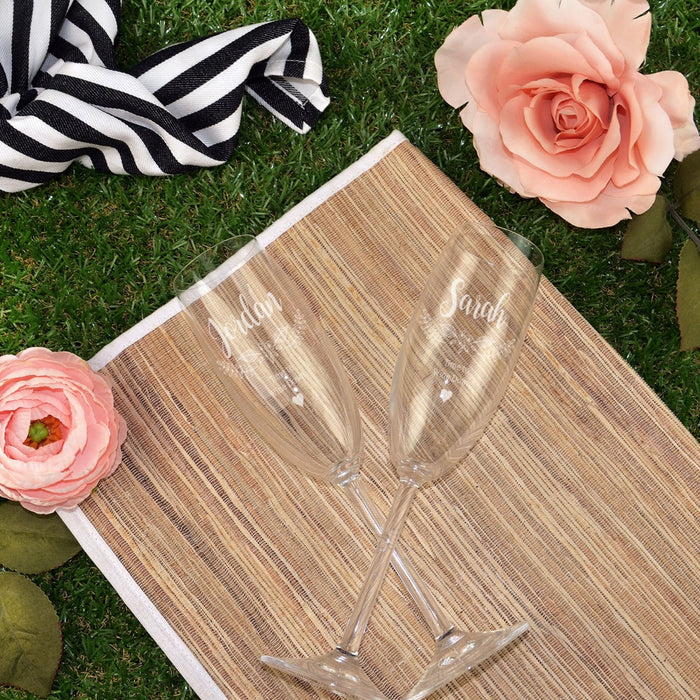 Customised Engraved Valentine's Day Picnic Hamper- twin champagne glasses