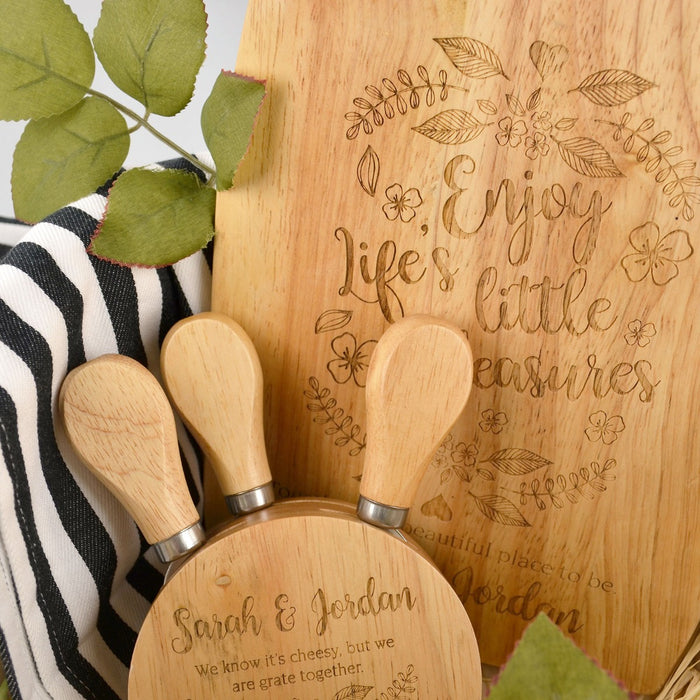 Personalised Engraved Valentine's Day Picnic Hamper- Paddle boards, Cheese knife block