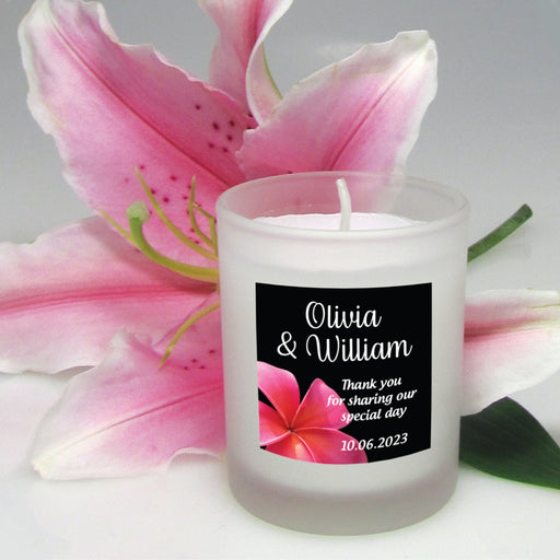 Votive Candle Wedding Favour With Personalised Printed Label