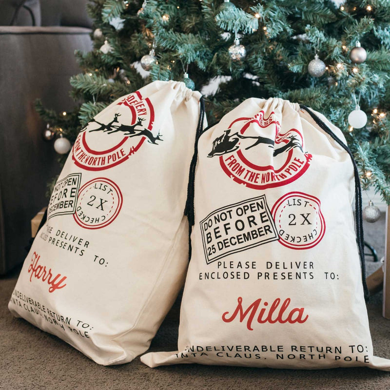 Customised Printed Name Santa Sack Christmas Present