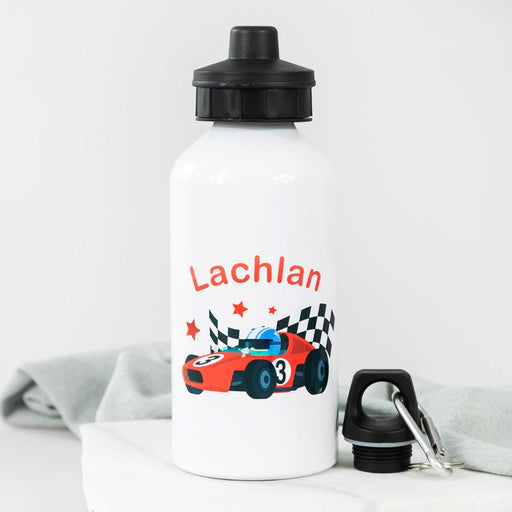 Customised Printed Name Race Car Sports Kids Drink Bottle 500ml