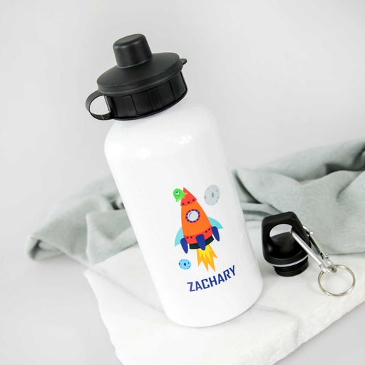Customised Printed White 500ml Water Bottle with Rocket Design