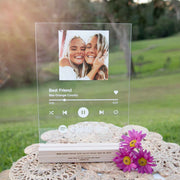 Personalised Printed and Engraved A4 Acrylic Spotify Song Code Plaque with Engraved Wooden Base Birthday Present