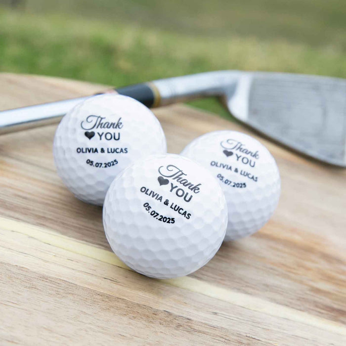 Custom Artwork Black Printed Golf Ball Wedding Favours