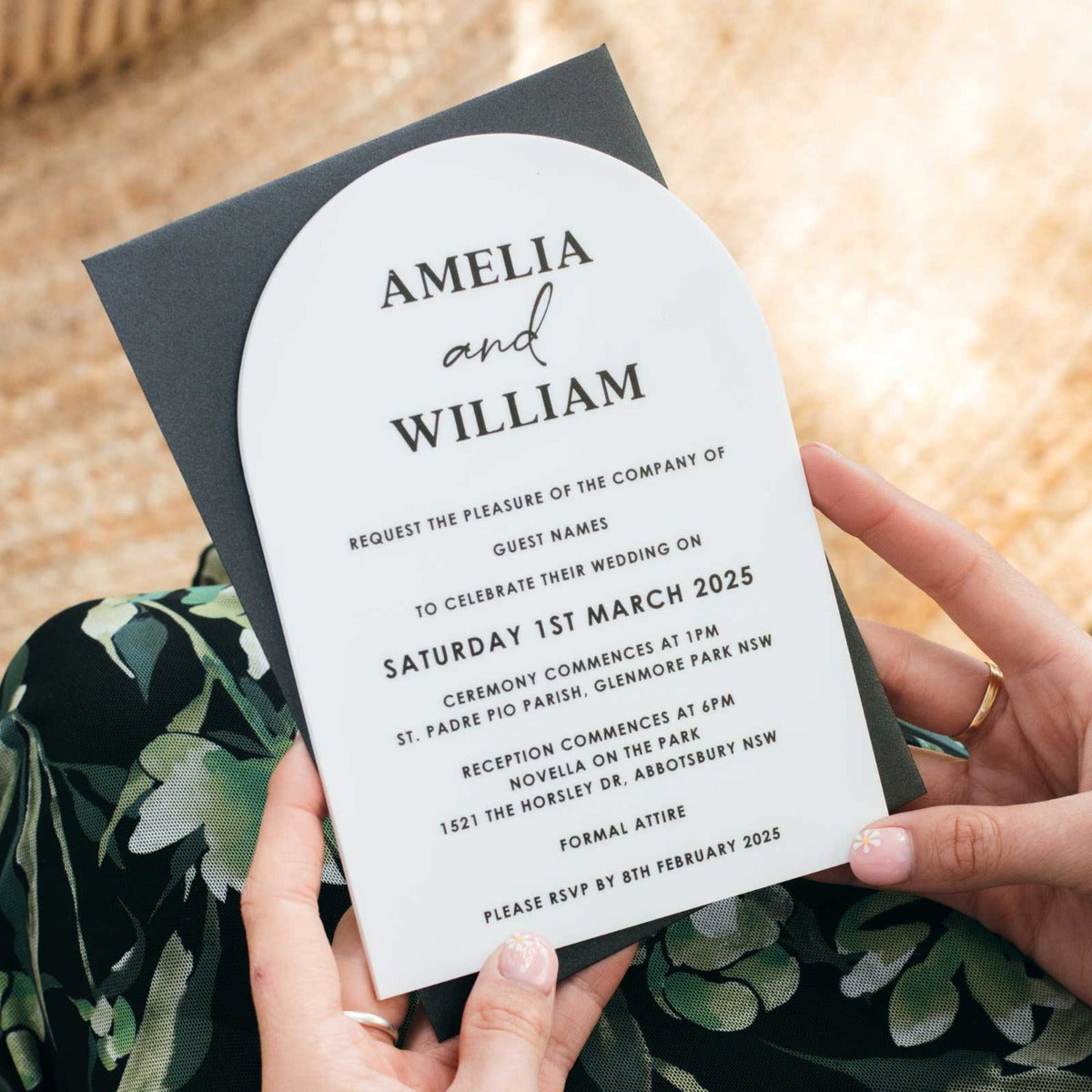 Wedding Printed White Arch Acrylic Wedding Invitation