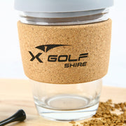 Custom Engraved Logo Cork Band Reusable Glass Coffee Keep Cup Corporate gift