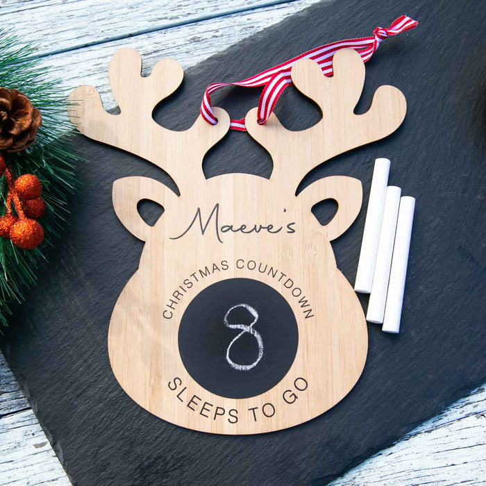 Printed Bamboo Christmas Reindeer Countdown Decoration