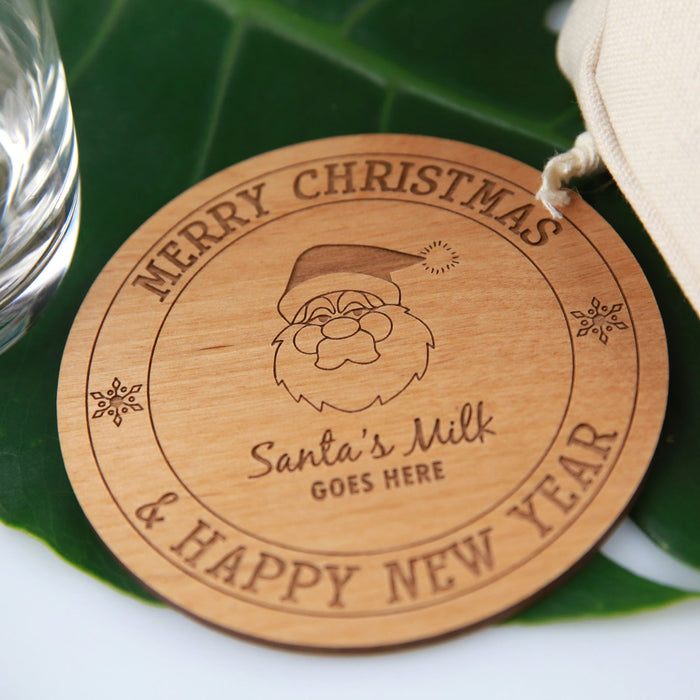 Engraved Santa’s Milk Glass