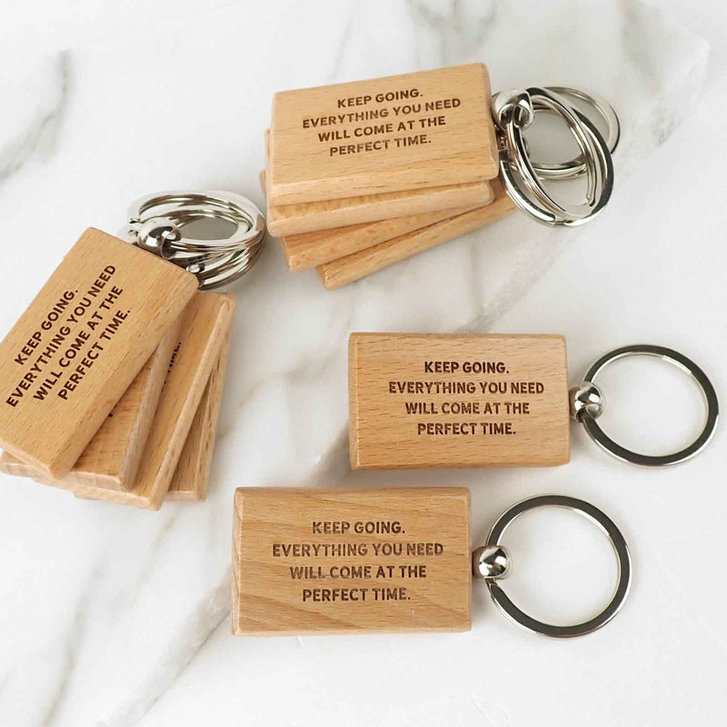 Engraved Student Graduation Rectangle Wooden Keyrings Set of 10