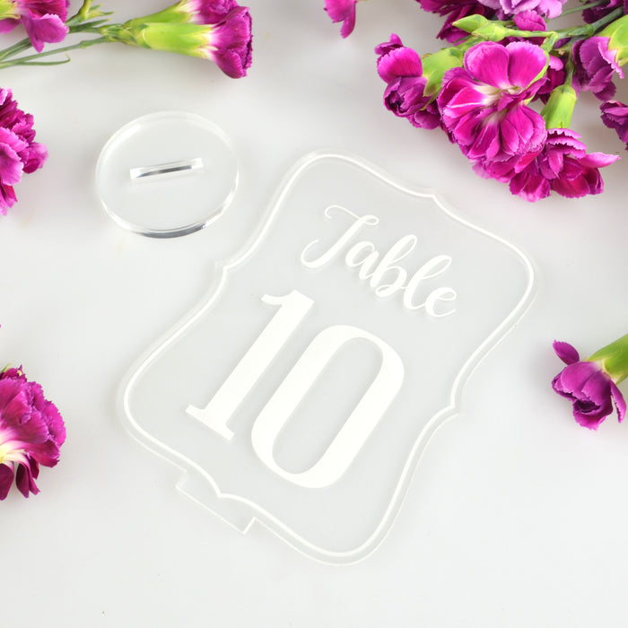 Royal Shape Acrylic Table Numbers with Stand